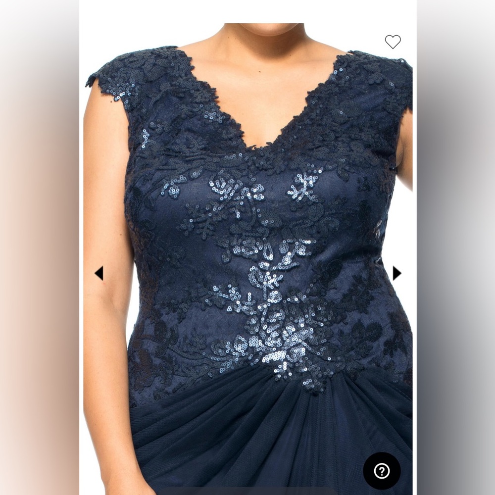 Tadashi Shoji Too Navy Embroidered Lace Evening Gown Tulle Skirt Size 16 Q   NWT - Picture 16 of 16